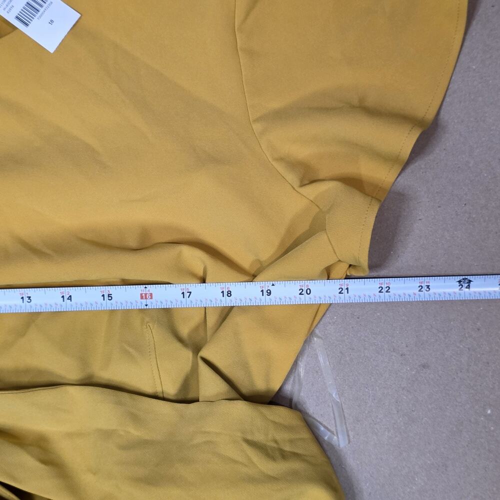 Lane Bryant 18 Lena Seamed Wide Leg Jumpsuit Flutter Sleeve mustard Belted NWT - Picture 7 of 13